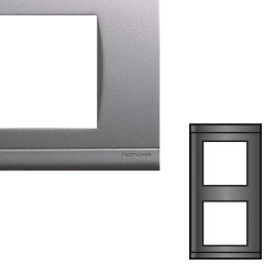 Plaque Double Verticale Entraxe 71mm Gris alu NORVIKA