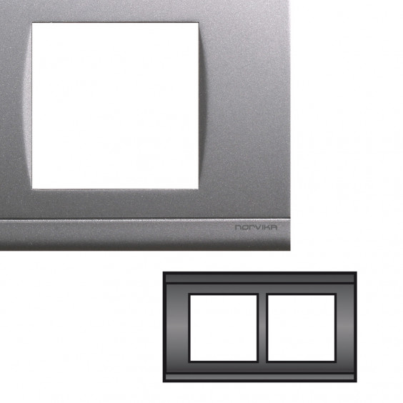 Plaque Double Horizontale Entraxe 57mm Gris alu NORVIKA