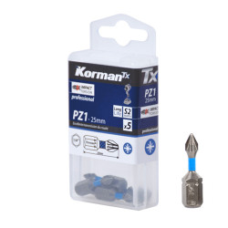 Jeu de 5 Embouts Pozidriv Impact Torsion PZ1 25mm KORMAN TX