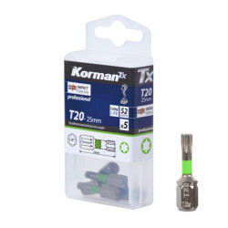 Jeu de 5 Embouts Torx Impact Torsion T20 25mm KORMAN TX