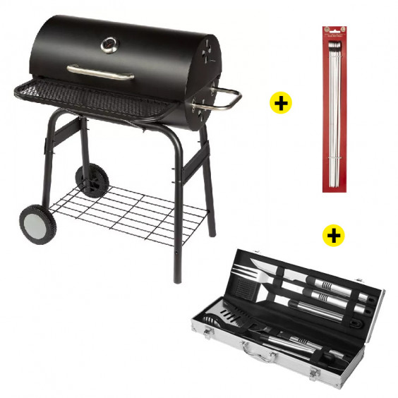 Pack Barbecue Charbon 40x70 cm, Pics à Brochettes et Ustensiles ROSTER