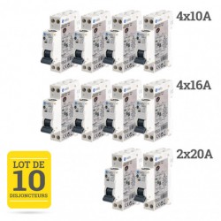 Lot de disjoncteurs à vis - 1P+N - 3kA NF NALTO - 4x10A + 4x16A + 2x20A