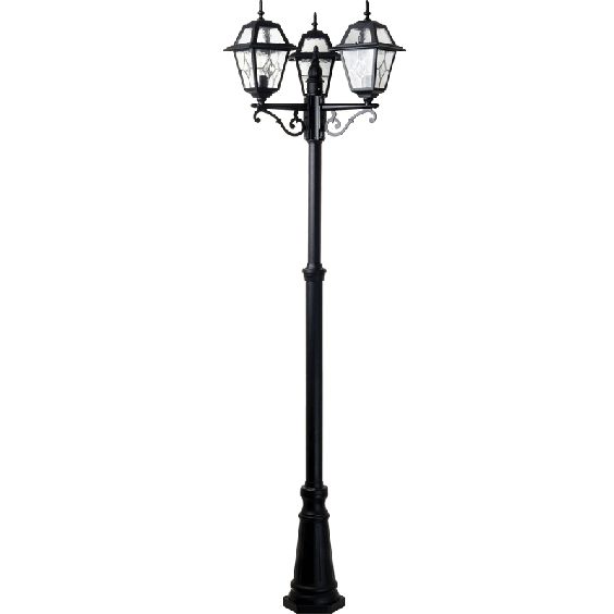 Lampadaire Extérieur 3 Têtes 3x100W E27 Fonte Noire 