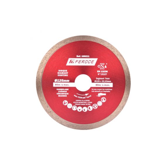 Disque Diamant Continu 125 x 22.23 mm FEROCE