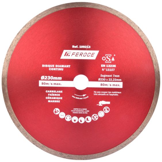 Disque Diamant Continu 230 x 22.23 mm FEROCE