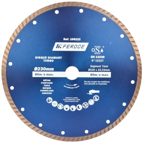 Disque Diamant Turbo 230 x 22.23 mm FEROCE