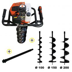 Tarière Thermique 51.7CC + 3 Mèches + Rallonge 40cm ST PIERRE DU CHAMP