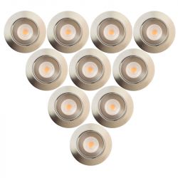 Lot de 10 Spots à encastrer Orientables Variables 7W LED COB Aluminium brossé CREALYS