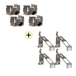 Pack 4 Connecteurs RJ45 CAT.6 + 4 Supports rail DIN pour connecteur RJ45 CAT.6 NALTO