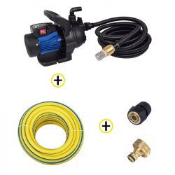 Pack Pompe de Surface 800W  + Kit d'Aspiration 7m Ø25mm + Tuyau d’arrosage Ø19mm 25m + Raccords