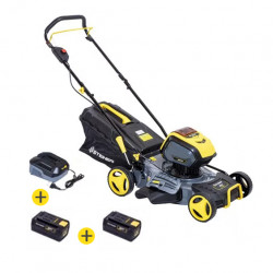 Tondeuse poussée 40V 46cm - 4 en 1- Mulching + 2 batteries 4Ah + 1 Chargeur 2A STEINER