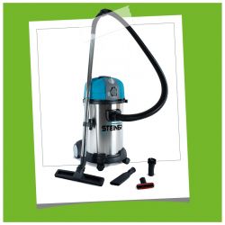 Aspirateur eau et poussières sans sac -1400W 35L inox Steiner - spécial plâtre 